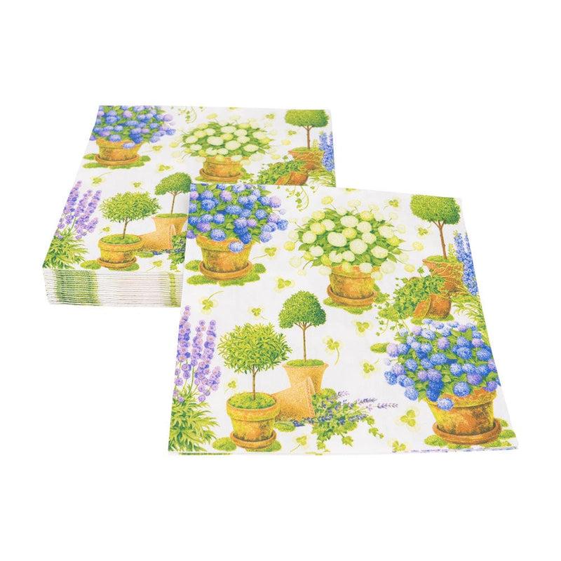 Caspari Potted Hydrangeas Luncheon Napkins - 20 Per Package