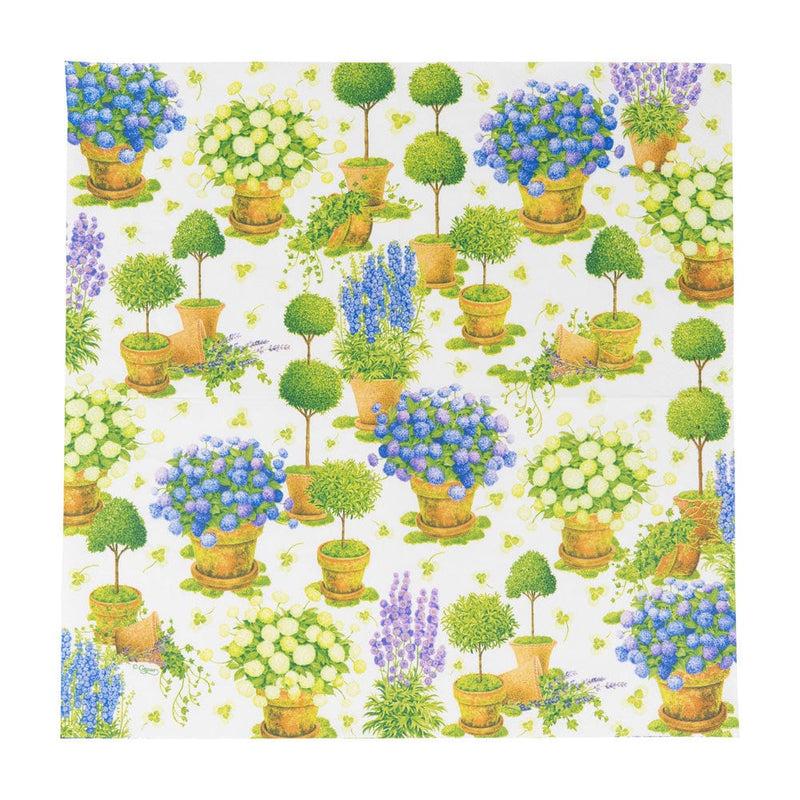 Caspari Potted Hydrangeas Luncheon Napkins - 20 Per Package