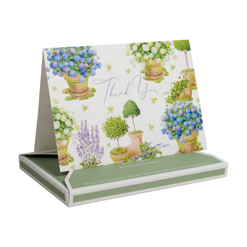 Caspari Potted Hydrangeas Thank You Notes - 8 Note Cards & 8 Envelopes