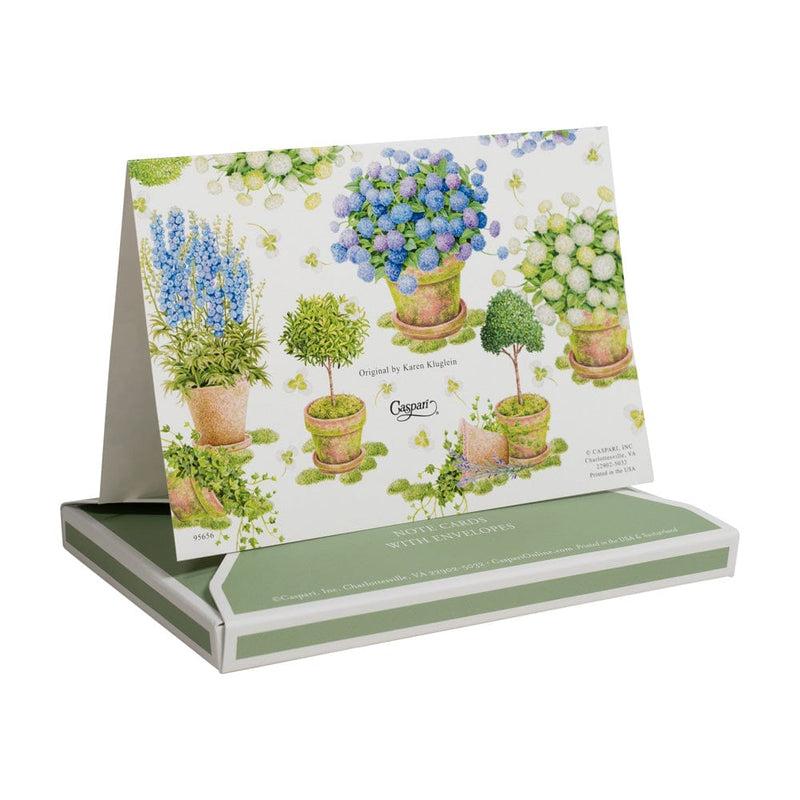Caspari Potted Hydrangeas Thank You Notes - 8 Note Cards & 8 Envelopes