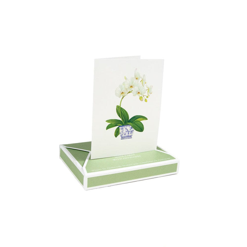Caspari Potted Orchids Boxed Note Cards - 10 Cards And 10 Envelopes Per Package