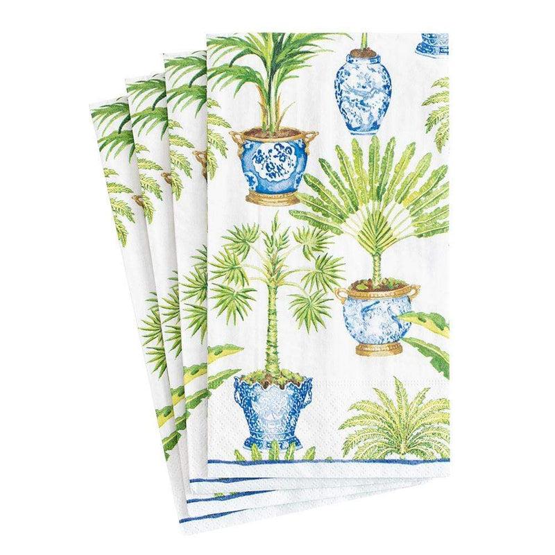 Caspari Potted Palms Paper Guest Towel Napkins In White - 15 Per Package