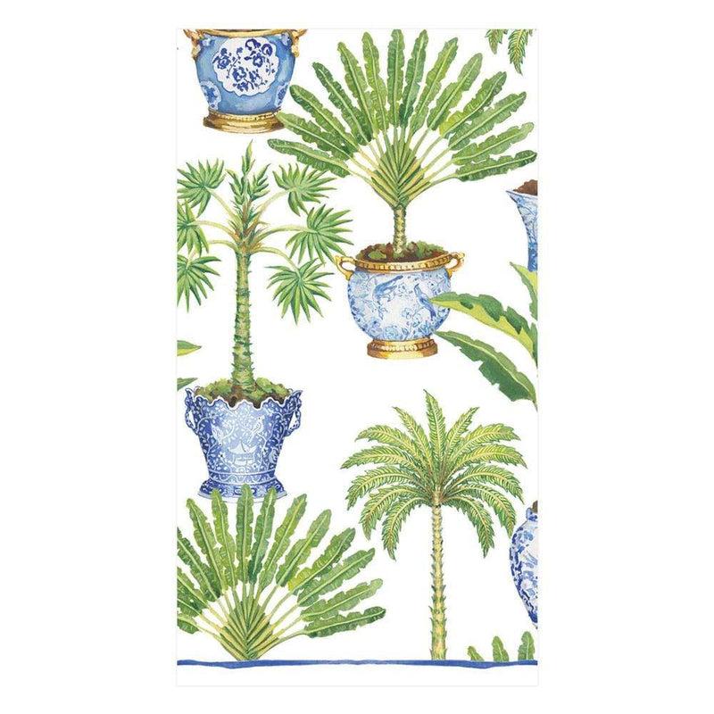 caspari Potted Palms Paper Guest Towel Napkins in White - 15 Per Package