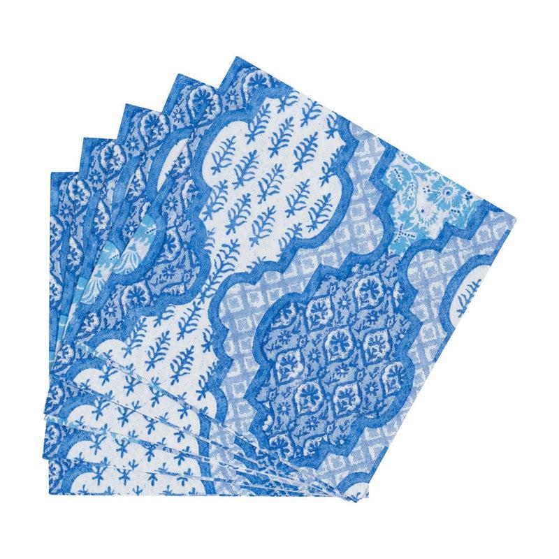 Caspari Provençal Cotton Blue Cocktail Napkins - 20 Per Package