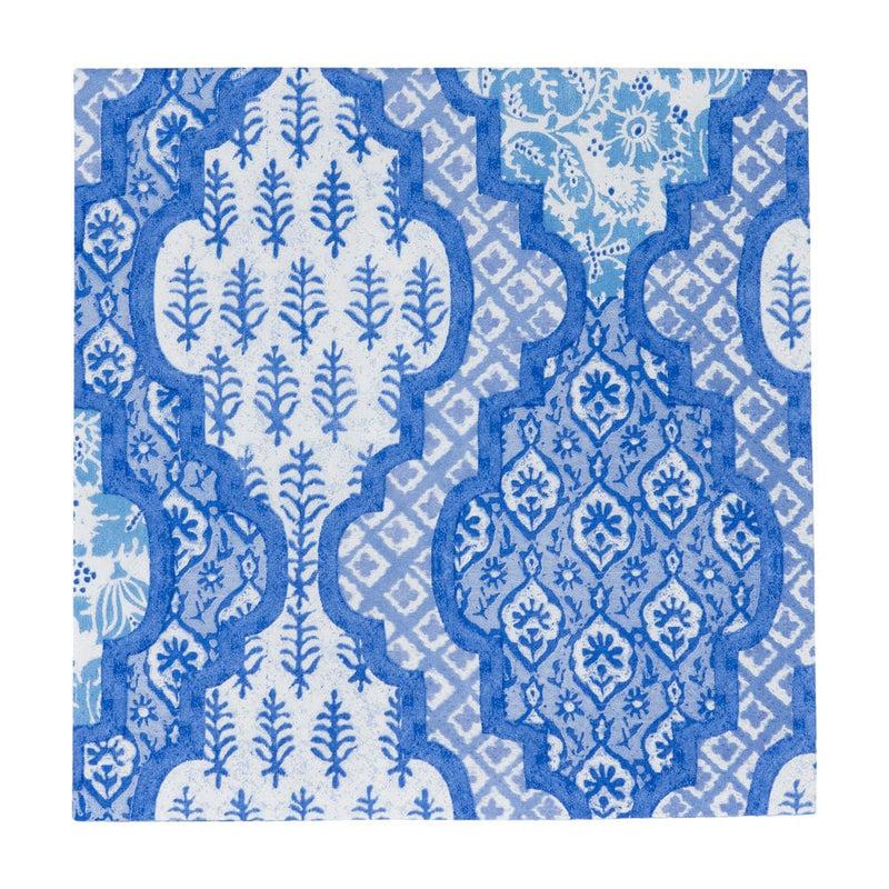 caspari Provençal Cotton Blue Luncheon Napkins - 20 Per Package