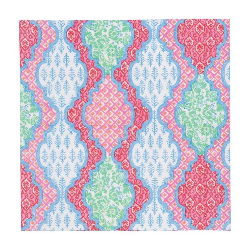 Caspari Provençal Cotton Pink Multi Cocktail Napkins - 20 Per Package