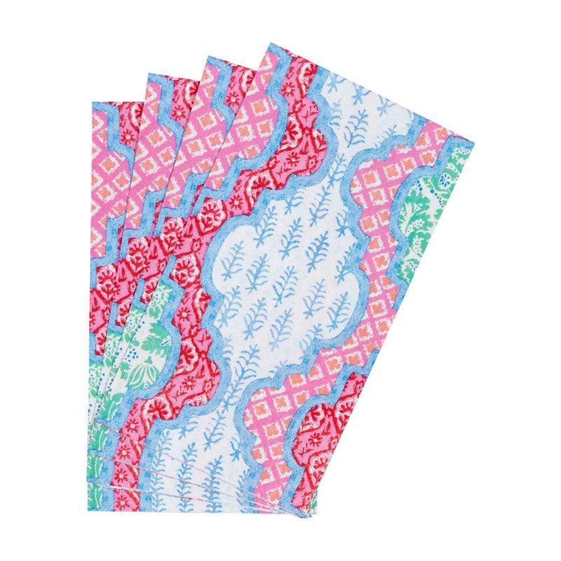 Caspari Provençal Cotton Pink Multi Guest Towel Napkins - 15 Per Package