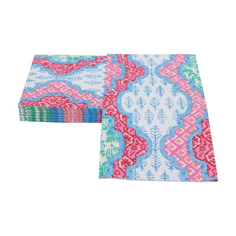 Caspari Provençal Cotton Pink Multi Guest Towel Napkins - 15 Per Package