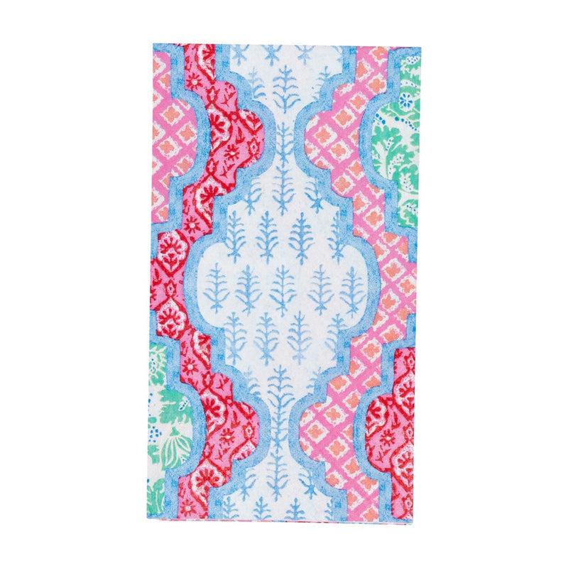 caspari Provençal Cotton Pink Multi Guest Towel Napkins - 15 Per Package