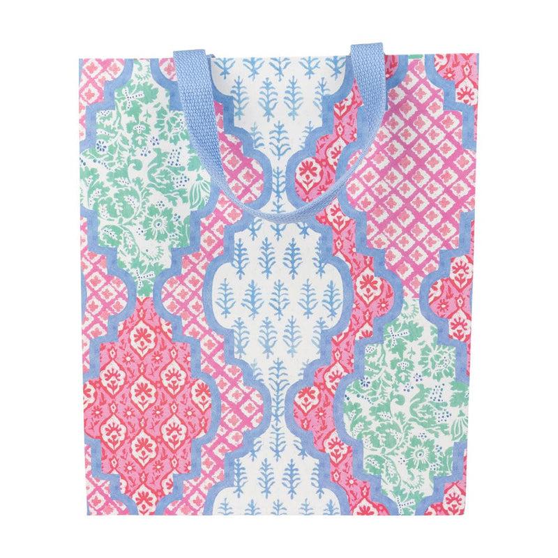 caspari Provençal Cotton Pink Multi Large Gift Bags - One Gift Bag Included