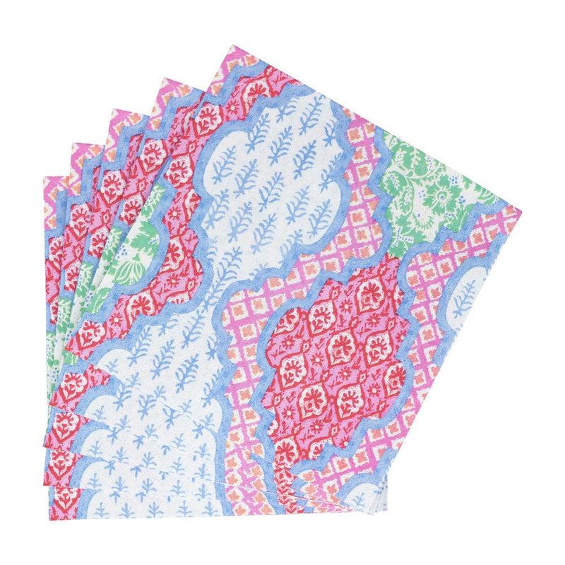 Caspari Provençal Cotton Pink Multi Luncheon Napkins - 20 Per Package
