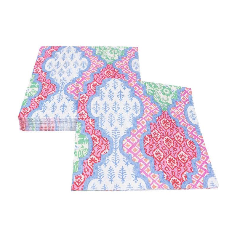 Caspari Provençal Cotton Pink Multi Luncheon Napkins - 20 Per Package