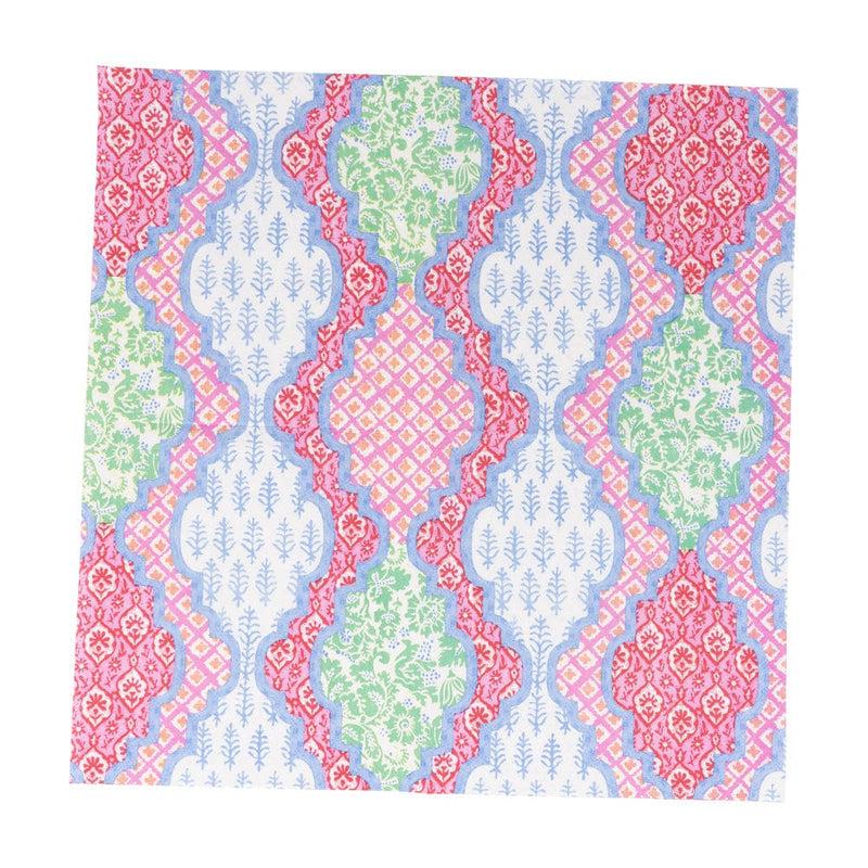 Caspari Provençal Cotton Pink Multi Luncheon Napkins - 20 Per Package