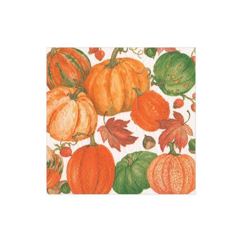 caspari Pumpkin Field Boxed Paper Cocktail Napkins in White - 40 Per Box