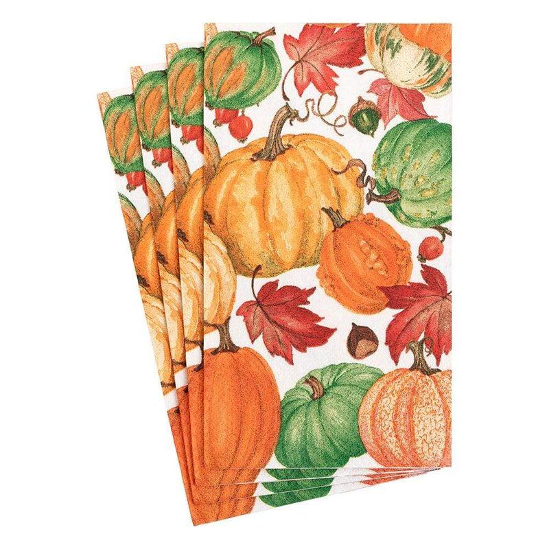 Caspari Pumpkin Field Paper Guest Towel Napkins In White - 15 Per Package