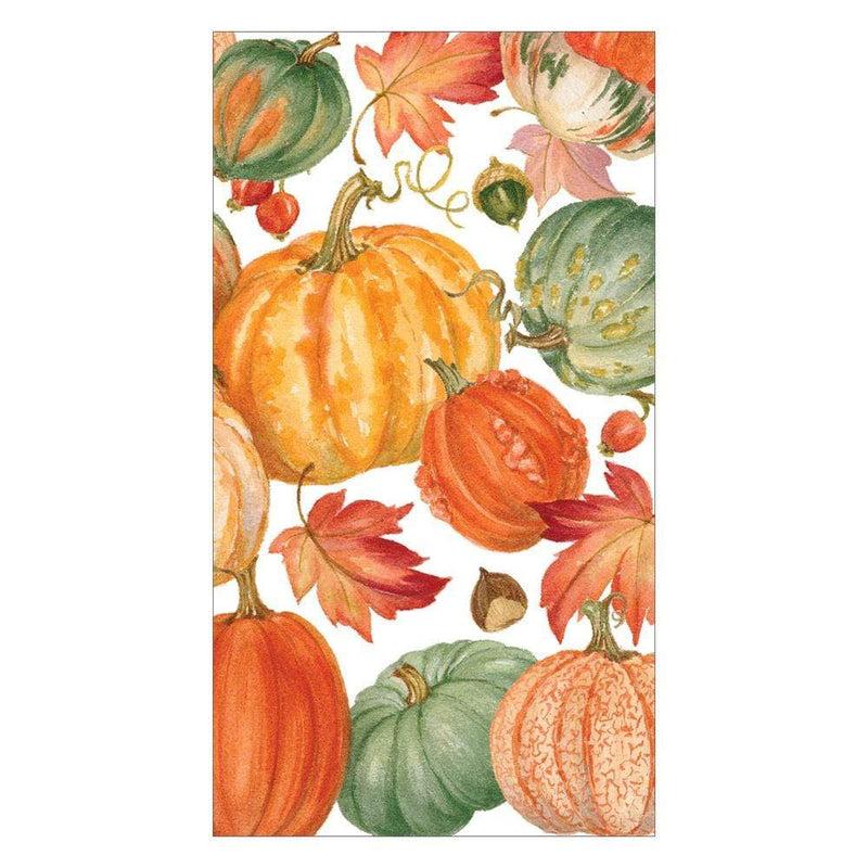 caspari Pumpkin Field Paper Guest Towel Napkins in White - 15 Per Package