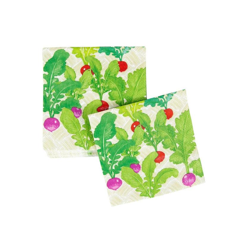 Caspari Radish Patch Cocktail Napkins - 20 Per Package