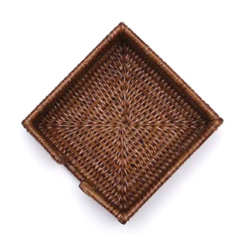 Caspari Rattan Cocktail Napkin Holder In Dark Natural - 1 Each