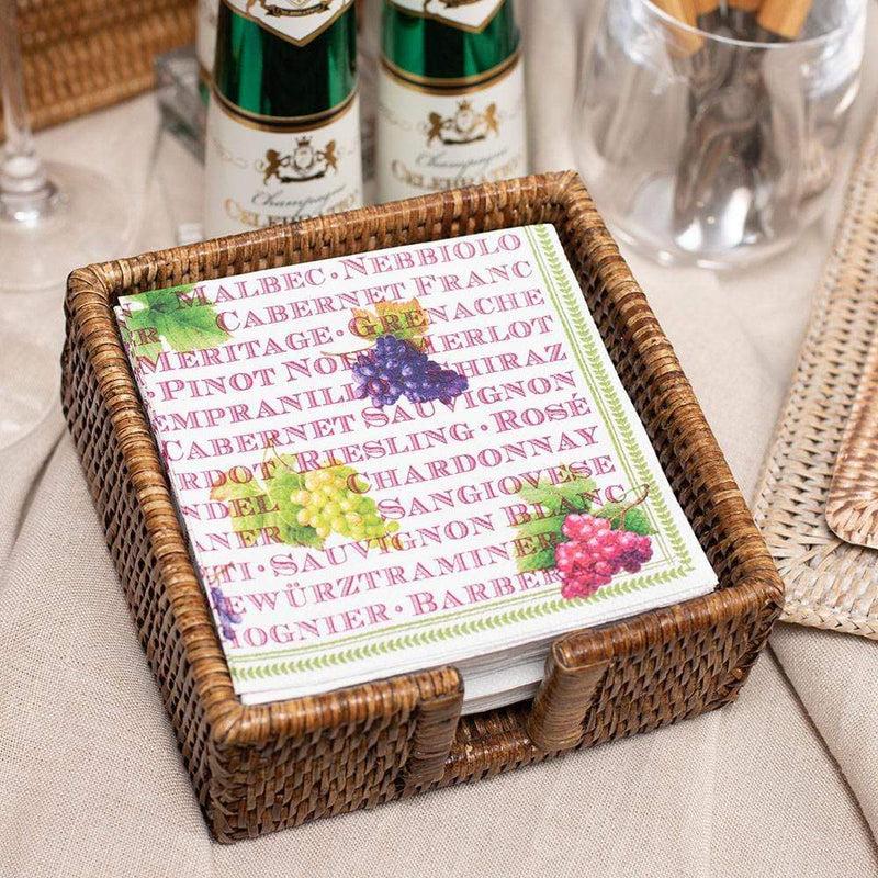 Caspari Rattan Cocktail Napkin Holder In Dark Natural - 1 Each