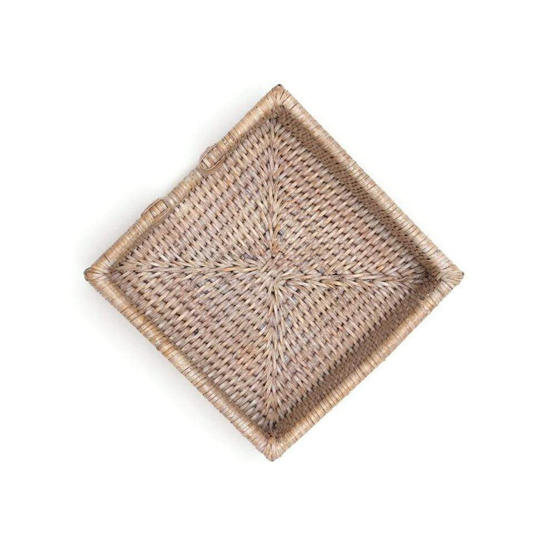 Caspari Rattan Cocktail Napkin Holder In White Natural - 1 Each