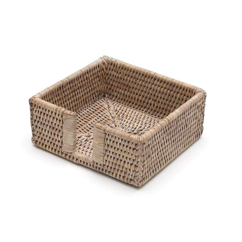 caspari Rattan Cocktail Napkin Holder in White Natural - 1 Each
