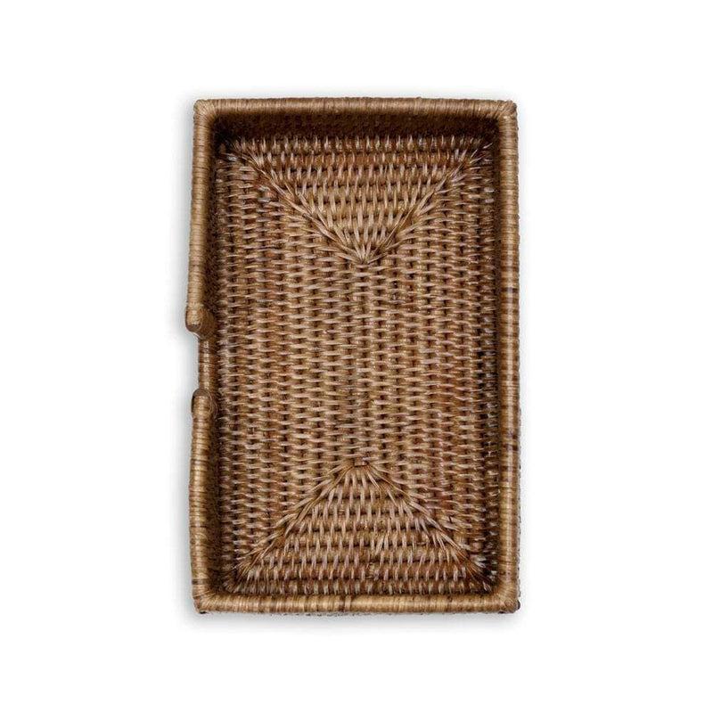 Caspari Rattan Guest Towel Napkin Holder In Dark Natural - 1 Each