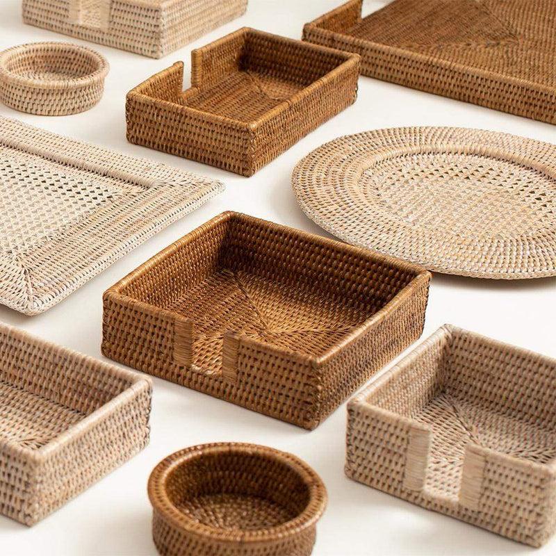 Caspari Rattan Guest Towel Napkin Holder In Dark Natural - 1 Each