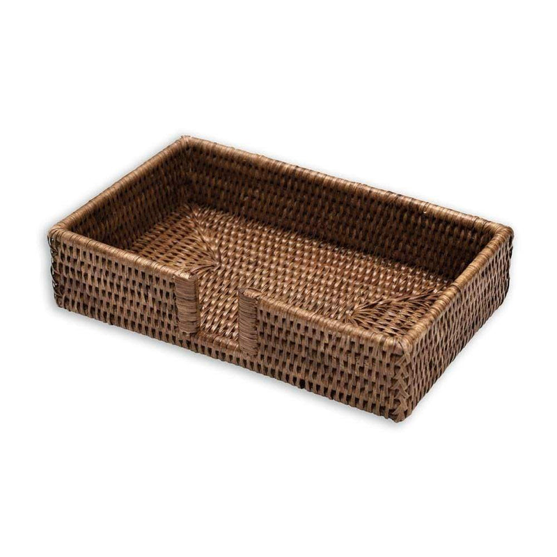 caspari Rattan Guest Towel Napkin Holder in Dark Natural - 1 Each