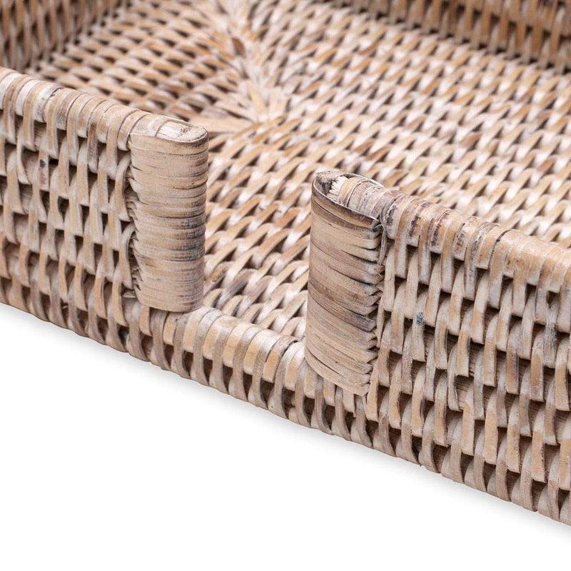 Caspari Rattan Guest Towel Napkin Holder In White Natural - 1 Each