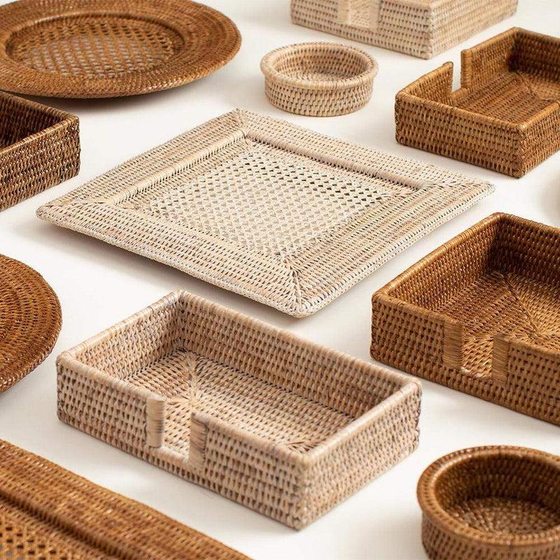 Caspari Rattan Guest Towel Napkin Holder In White Natural - 1 Each