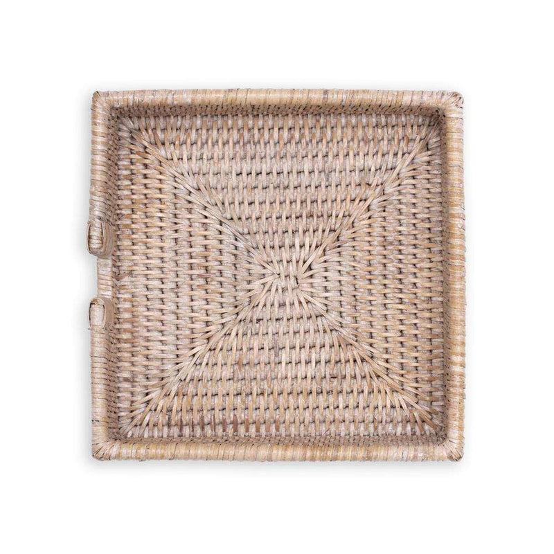 Caspari Rattan Luncheon Napkin Holder In White Natural - 1 Each