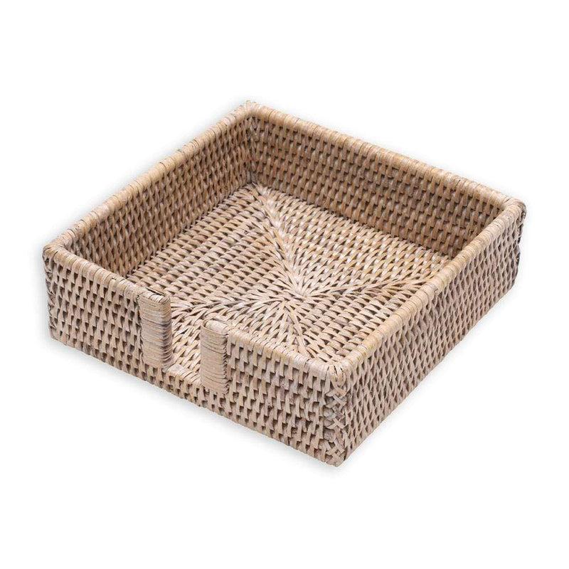 caspari Rattan Luncheon Napkin Holder in White Natural - 1 Each
