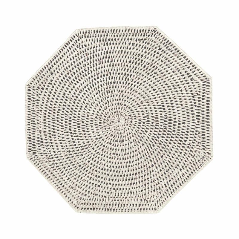 caspari Rattan Octagonal Placemat in Cream - 1 Placemat