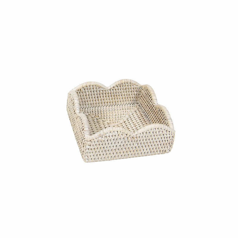caspari Rattan Scalloped Luncheon Napkin Holders in Cream - 1 Napkin Holder