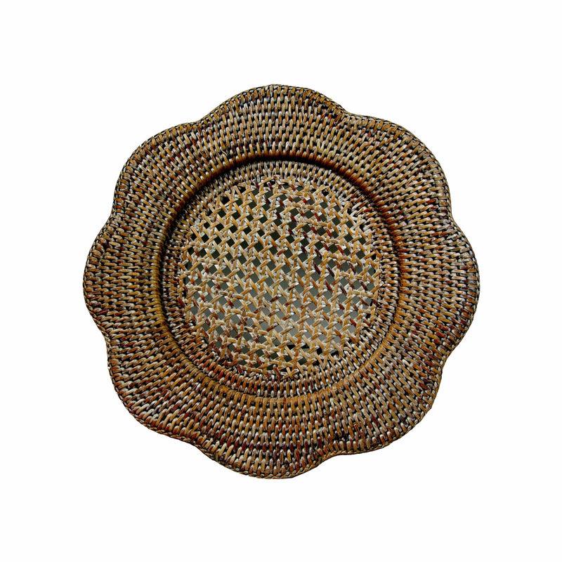 Caspari Rattan Scalloped Round Charger Plate In Natural - 1 Charger Plate