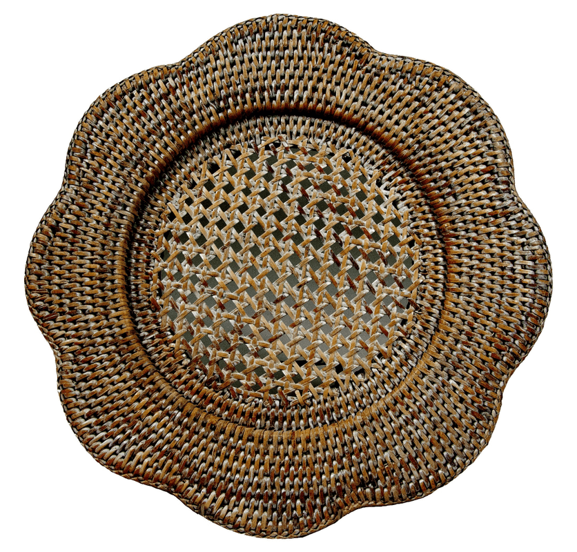 caspari Rattan Scalloped Round Charger Plate in Natural - 1 Charger Plate