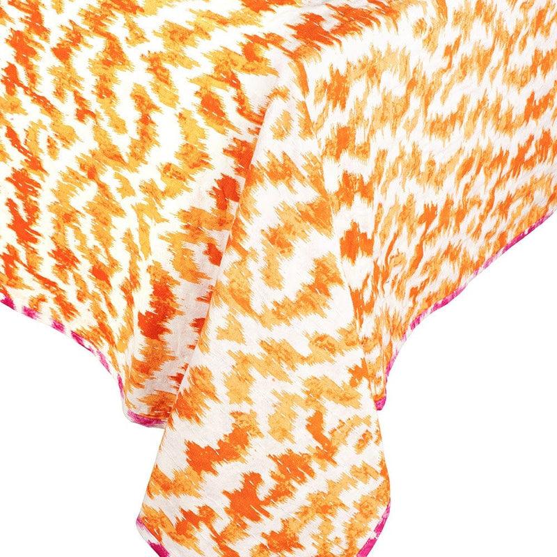 Caspari Reversible Kantha Table Cover In Orange & Fuchsia Modern Moiré - 1 Each