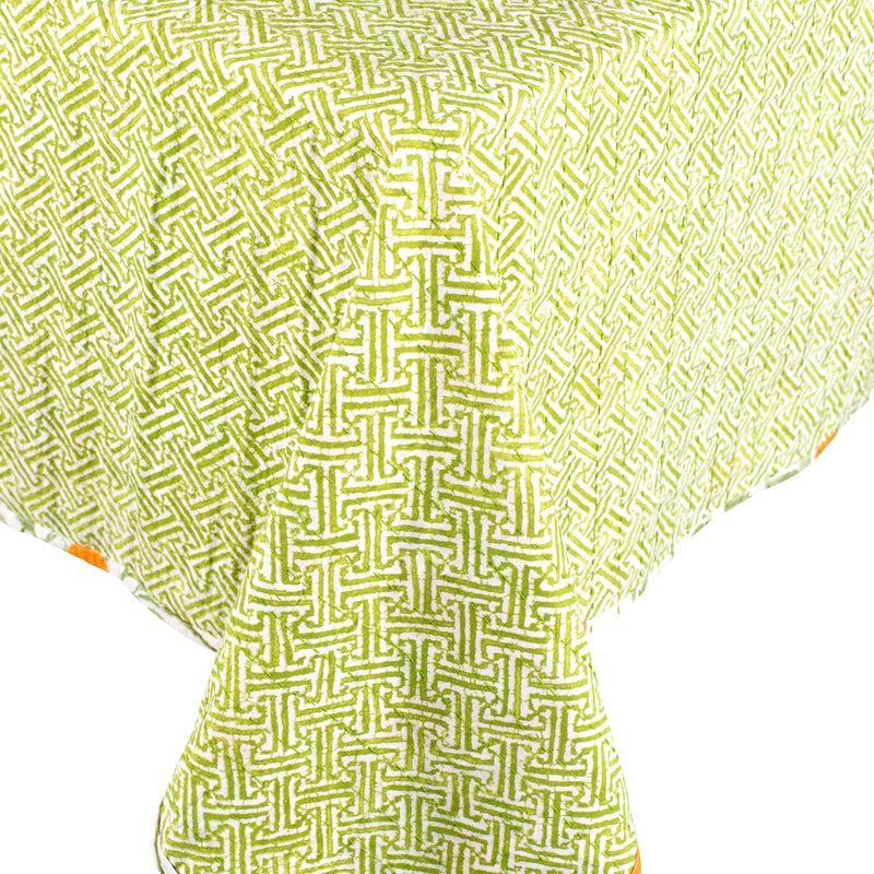 Caspari Reversible Kantha Table Cover In Orange Grove - 1 Each