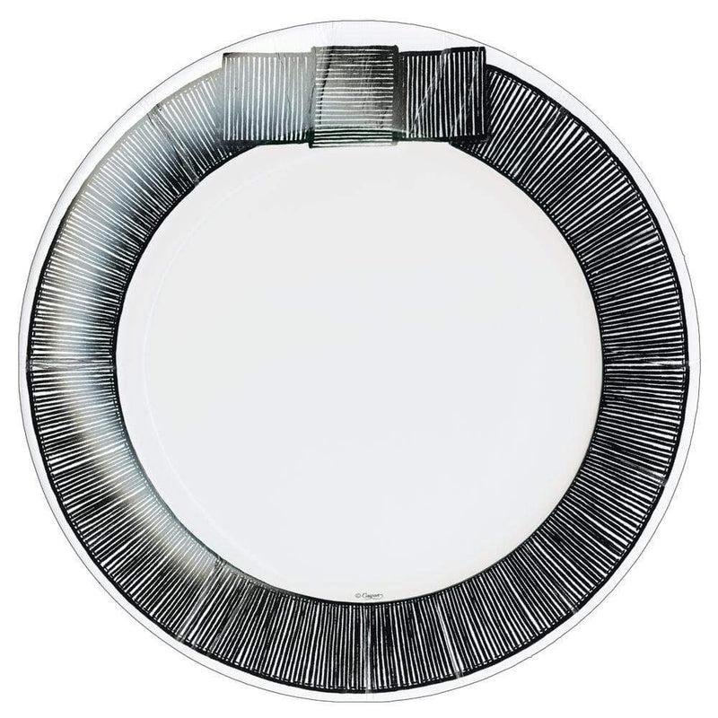 caspari Ribbon Border Paper Dinner Plates in Black - 8 Per Package