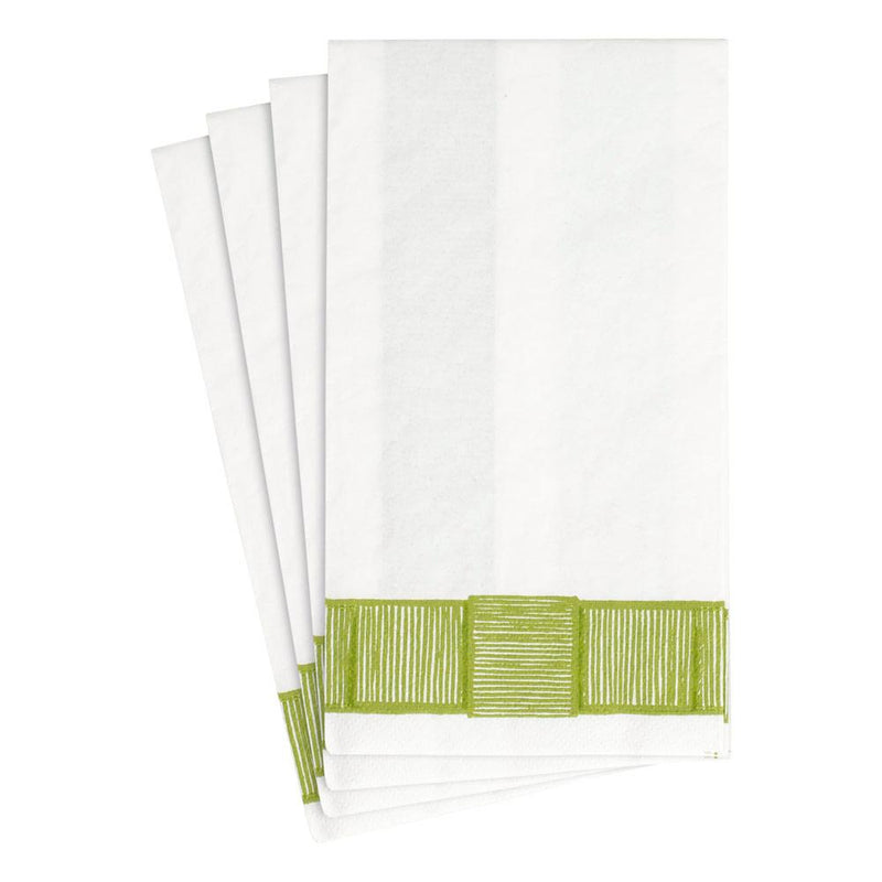 Caspari Ribbon Border Paper Guest Towel Napkins In Green - 15 Per Package