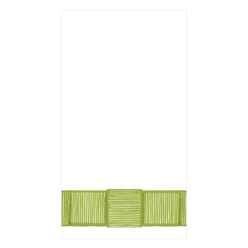 caspari Ribbon Border Paper Guest Towel Napkins in Green - 15 Per Package