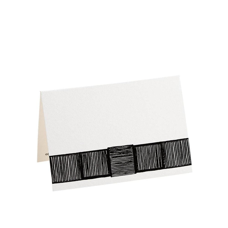caspari Ribbon Border Place Cards in Black - 8 Per Package