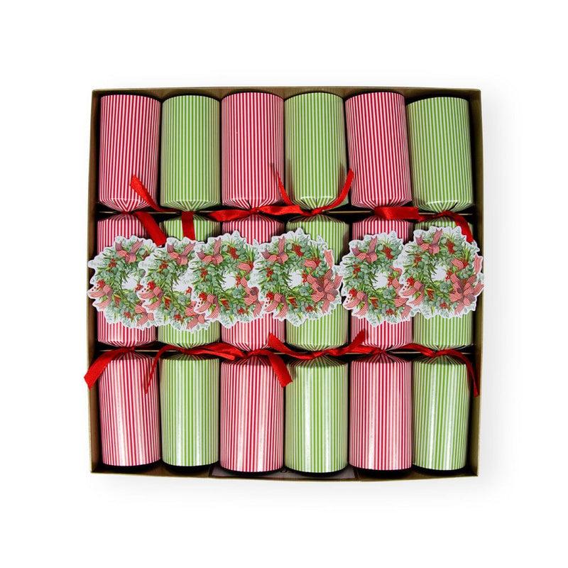 caspari Ribbon Stripe Wreath Christmas Cracker - 6 per Box