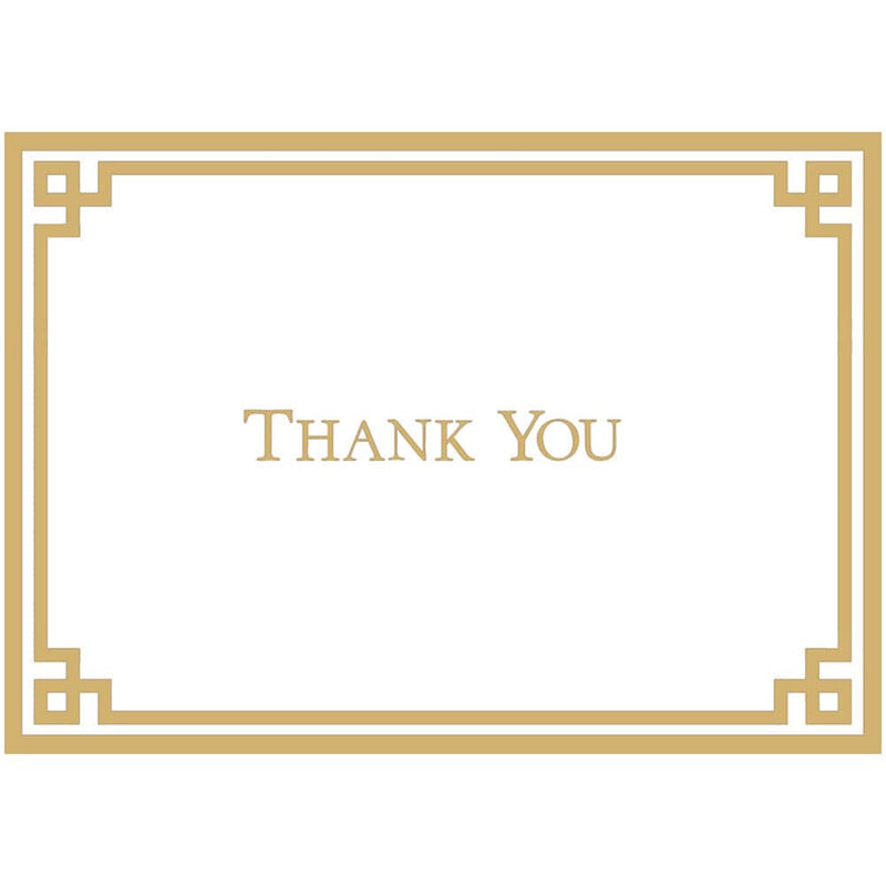 caspari Rive Gauche Gold And White-Foil Thank You Notes - 8 Note Cards And Envelopes