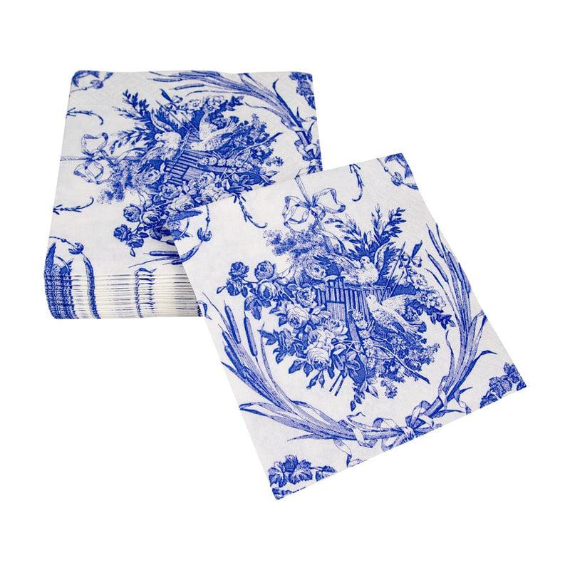 Caspari Romantic Toile Blue Cocktail Napkins - 20 Per Package