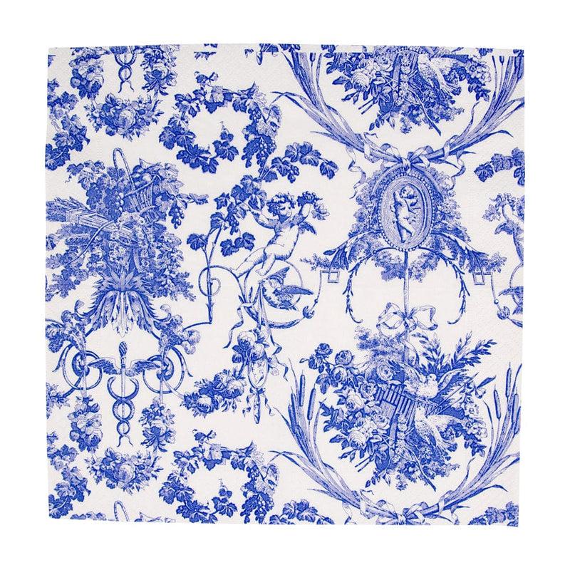Caspari Romantic Toile Blue Cocktail Napkins - 20 Per Package
