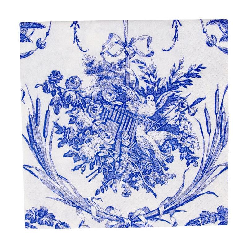 caspari Romantic Toile Blue Cocktail Napkins - 20 Per Package