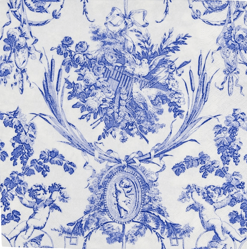 caspari Romantic Toile Blue Dinner Napkins - 20 Per Package