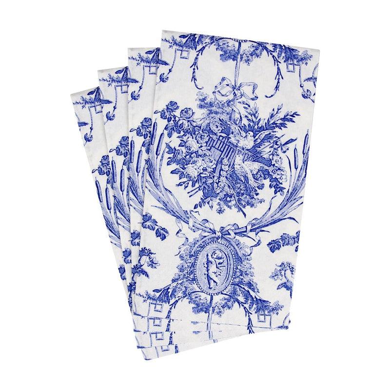 Caspari Romantic Toile Blue Guest Towel Napkins - 15 Per Package