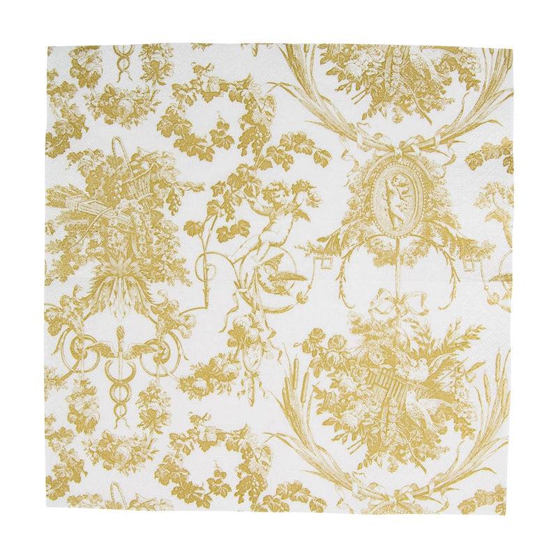 Caspari Romantic Toile Gold Cocktail Napkins - 20 Per Package